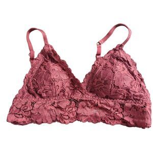 Marilyn Monroe Bra M Womens Burgundy Lace Overlay Wireless Padded Adjustable
